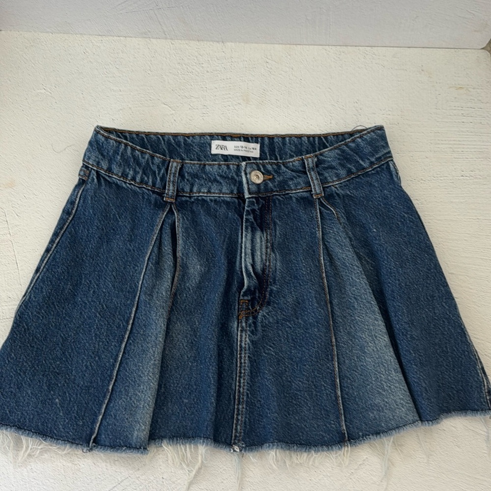 Zara Distressed Denim Mini Skirt